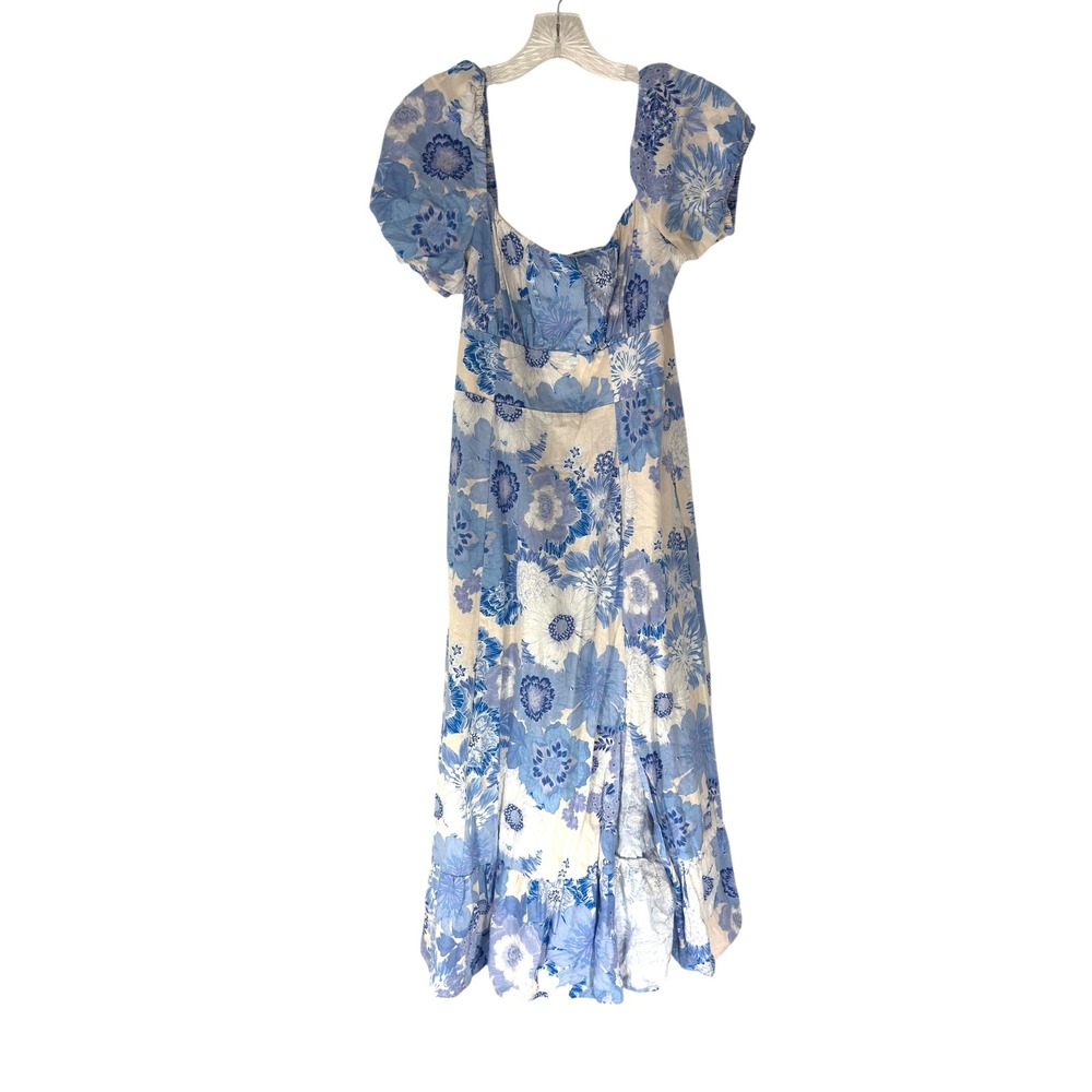 London Times Midi Dress Blue White Whimsical Dainty Feminine Floral Print Size 8